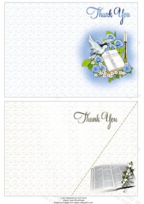 Blue Roses and Bible and Bible Religious Thank You Notelets