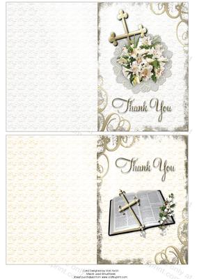 Gold Tone Religious Thank You Notelets