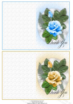1xblue 1xgold Rose Thank You Notelets