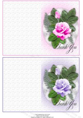 1xpurple 1xpink Rose Thank You Notelets