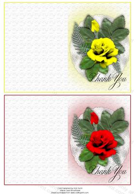 1xyellow 1xred Rose Thank You Notelets