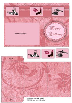 Pink Pocket Birthday Girl Card