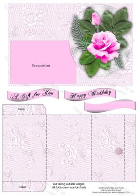 Pink Rose Gift Pocket Birthday