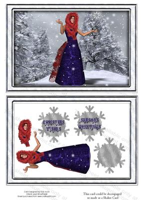 Red Hat Lady in Winter Wonderland Christmas