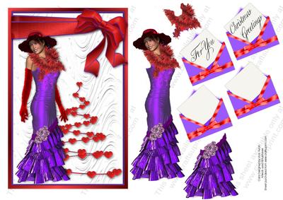 Red Hat Lady with Christmas Tree