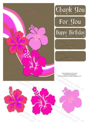 Pink Hibiscus Thank You or Birthday