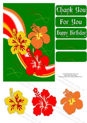Orange Hibiscus Thank You or Birthday