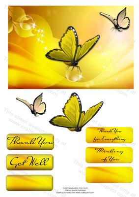 Yellow Butterfly Thank You or Birthday