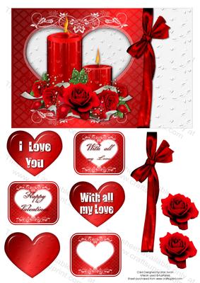 Red Roses and Candles Valentines Day or Birthday