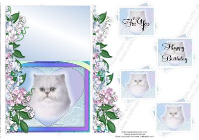 Cat in Rainbow Heart Birthday