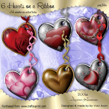Hearts on Ribbon Hangers
