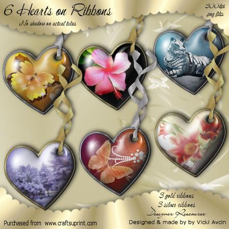 Fantasy Themed Hearts on Ribbons