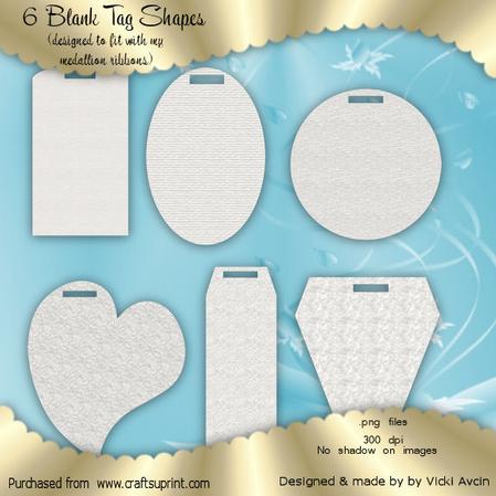 6 Blank Shape Tags