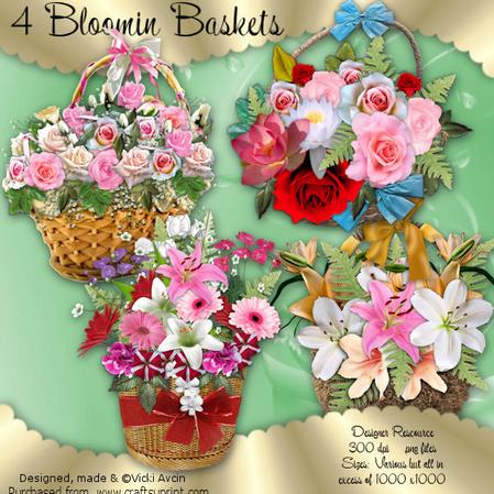 4 Blooming Floral Baskets