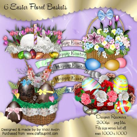4 Easter Floral Baskets