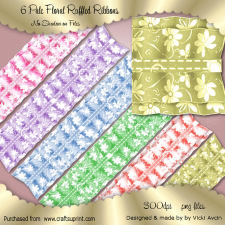 Pale Floral Ruffled Ribbons