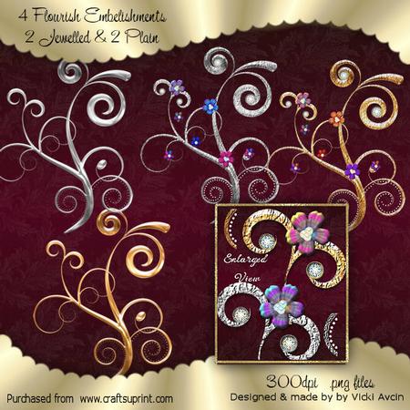 Gold and Silver Fourish Embelishments