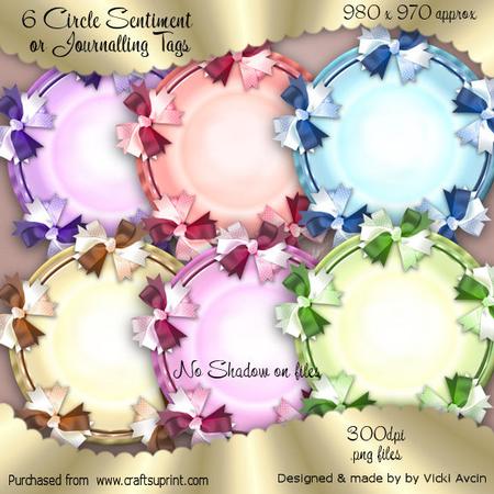 6 Circle Sentiment or Journalling Tags