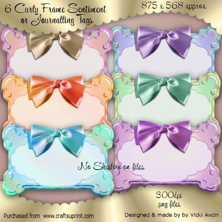 6 Curly Frame Sentiment or Journalling Tags