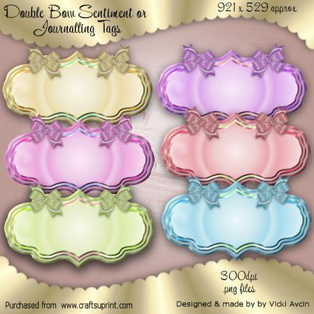 6 Double Bow Sentiment or Journalling Tags