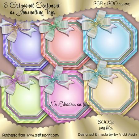 6 Octogon Sentiment or Journalling Tags
