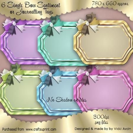 6 Single Bow Sentiment or Journalling Tags