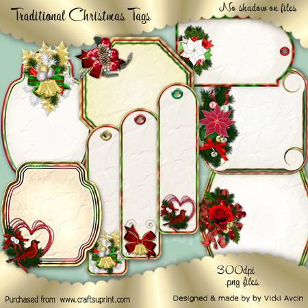 Traditional Christmas Tags