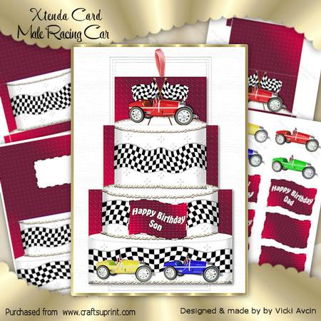Xtenda Male Car Racing Birthday Card