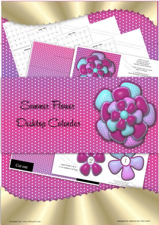 Pink Summer Flower Desktop Calendar Base