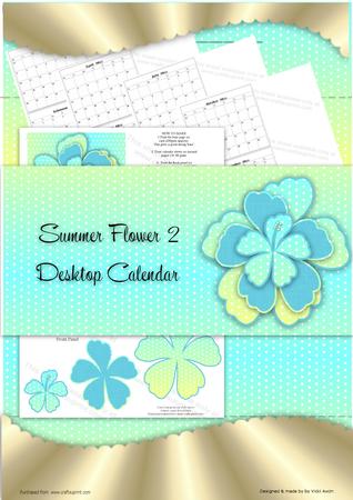 Blue Summer Flower Desktop Calendar Base