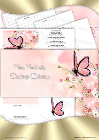 Pink Butterfly Desktop Calendar Base