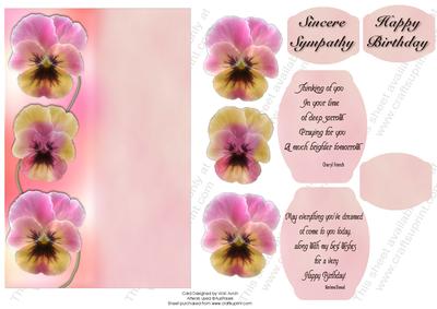 Pink Pansies Birthday or Sympathy