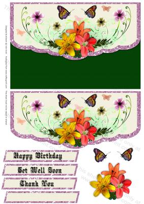 Lillies and Butterflies Birthday Envelope Card