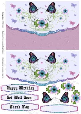 Butterfly and Swirls Birthday Envelope Card
