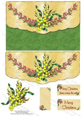 Australian Wattle Christmas Envelope Shape Card