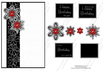 Black and White Collection Floral Ribbon