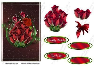 Red Roses in Motion Birthday or Get Well