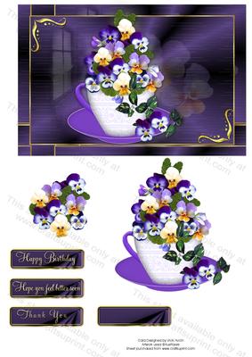 Pansies in a Teacup