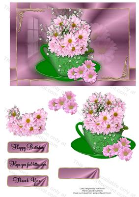 Pink Chrysanthnum in a Teacup