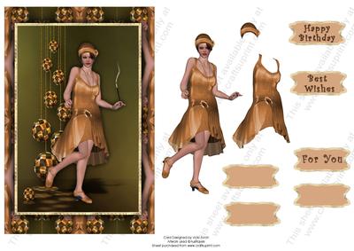 Sepia Flapper Lady Birthday