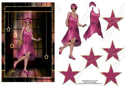 Dusty Rose Pink Flapper Lady Birthday