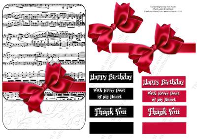 Black and White Collection Music Sheet Red Bow