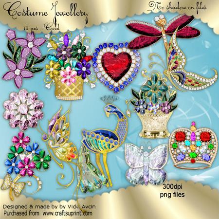 12 Pcs Costume Jewellery (gold)