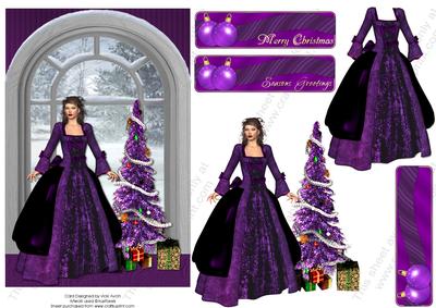 Purple and Black Christmas Window Scene