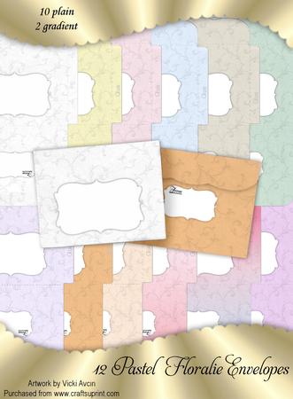 12 Pastel Floralie Envelopes