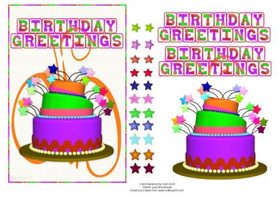 Fancy Purple Birthday Cake Card