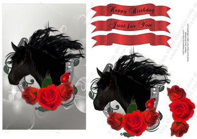 Black Horse and Red Roses