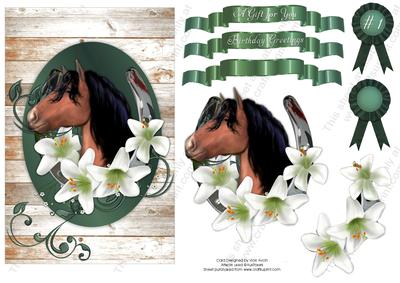 Chestnut Horse and Lillies