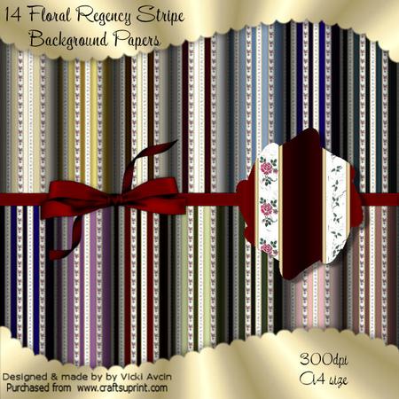 14 Regency Stripe Floral Background Papers