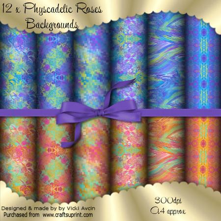 12 Phsycadelic Roses Background Papers